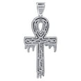 thumbnail image 2 of 925 Sterling Silver Unisex CZ Dripping Ankh Cross Religious Charm Pendant Necklace 60x26mm Wide Pendant for Women, 2 of 2