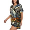 thumbnail image 2 of Fuzoiu Sunflower Field Spotted Dog Print Women's Short-Sleeved Pajama Set,Lounge Sleepwear Set,Womens Pajama Sets 2 Piece,Button-Up Top and Shorts with Pockets-4X-Large, 2 of 7