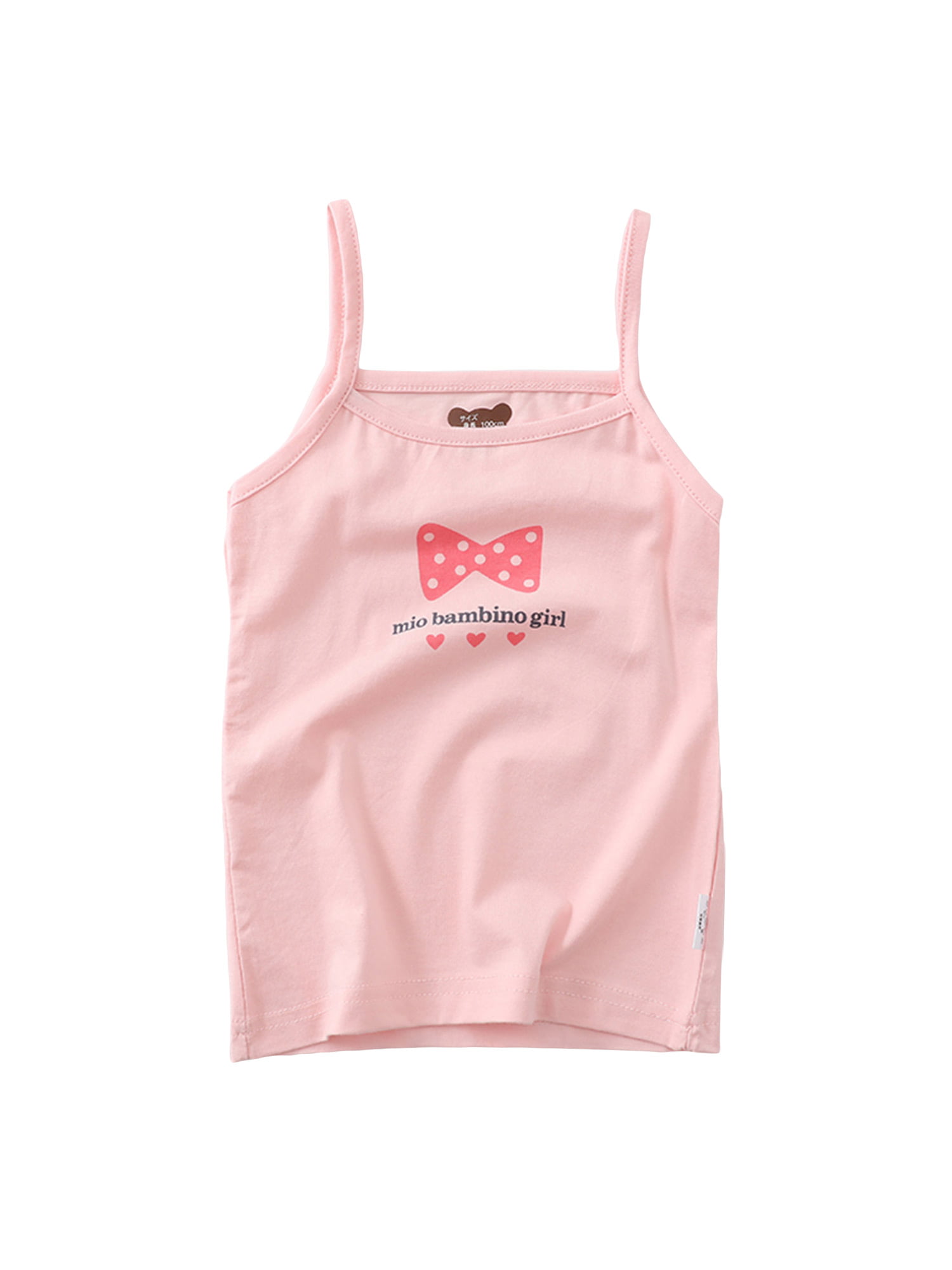 Girls Vests Comfortable and Soft on The Skin Cotton Pack of 5 Sleeveless Spaghetti Strap Tops with Different Motifs
