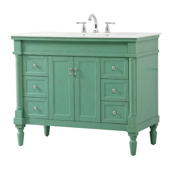 Elegant Decor Lexington 42" Solid Wood Single Bathroom Vanity in Vintage Mint