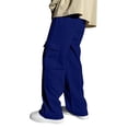 thumbnail image 6 of Zanarzt Boys Casual Cargo Pants Boys Girls Joggers Cargo Pants with Pockets High Waist School Casual Trousers Dark Blue,12-13 Years, 6 of 7