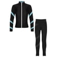 thumbnail image 1 of Yeahdor Kids Girls 2 Piece Figure Skating Training Suit Long Sleeve Zipper Jacket And Rhinestone Leggings Set Light Blue 14, 1 of 7