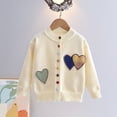 thumbnail image 5 of Auroural Girls Cardigan 7-8 Open Front Girls Heart Patch Knit Cardigan Long Sleeve Colorful Button Down Crew Neck Sweater Coat Kids 1-10 Years, 5 of 9