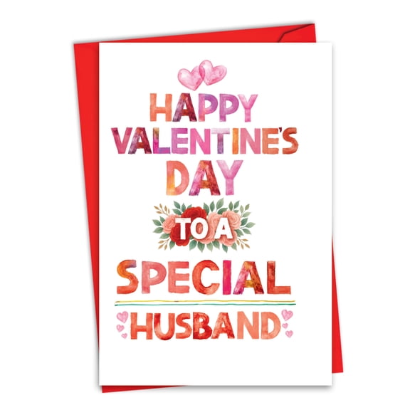 NobleWorks Valentine's Day Greeting Card (Husband, Wife) with 5 x 7 Inch Envelope (1 Card) Special Husband