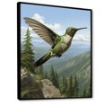 thumbnail image 2 of Designart "Radiant Beauty of Green Hummingbird II" Animals Framed Wall Art - Traditional Green Hummingbird Entryway Framed Wall Art, 2 of 6