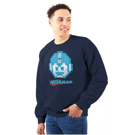 Classic Video Game Pixelated Mega Man Unisex Plus Size Sweatshirt Brisco Brands 2X