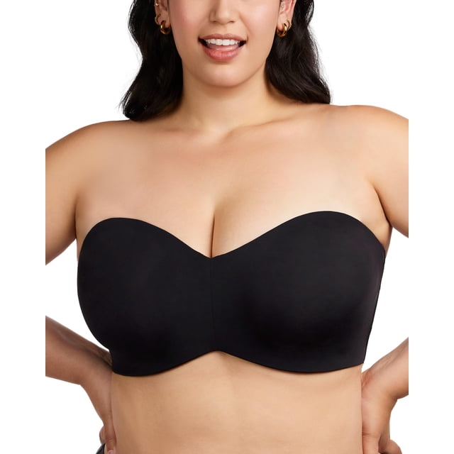 Sujetador sin tirantes HSIA para mujer, talla grande, con aros, negro