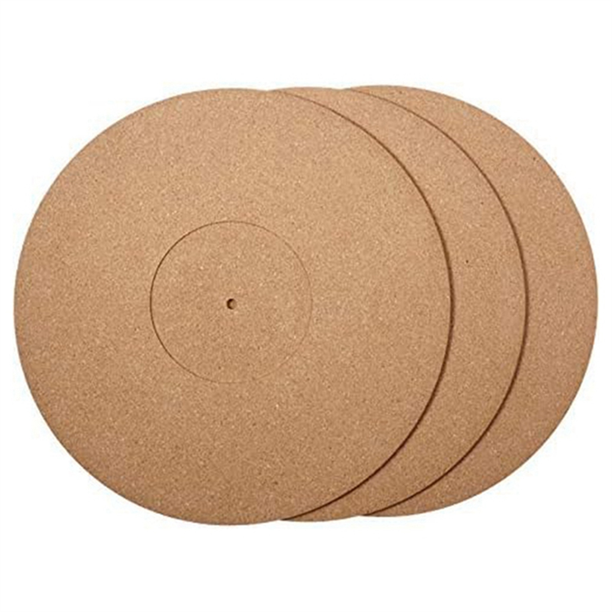 3 Pieces Cork Turntable Mats with High Fidelity for Vinyl LP Record