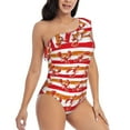 thumbnail image 3 of Gaeub Red Lobster Women's One Shoulder Ruffle Tummy Control Swimwear for Swimming Surfing Beach Party - XX-Large, 3 of 8