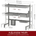 thumbnail image 2 of Over The Sink Dish Drying Rack - Adjustable 3 Tier XX-Large Capacity Stainless Steel Drainer with Cutlery & Utensil Holders, Kitchen Storage & Organization, 31.5"-39.5"L x 12"W x 30.5"H, Gray, 2 of 12