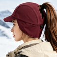 thumbnail image 5 of Women's Water-Repellent Winter Ponytail Baseball Cap LSONABXA with Ear Flaps - Winter Hat for Women, 5 of 8