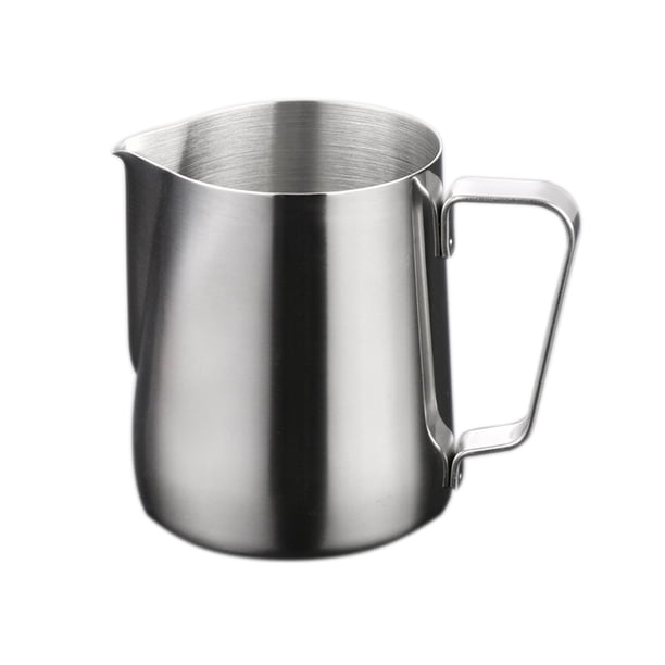 Jarra de acero inoxidable de 150 ml para espumar leche, verter café con leche y capuchino (plateada)