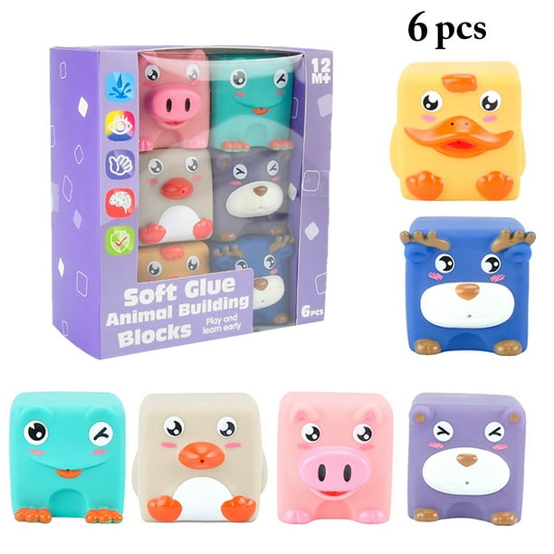Baby Block Toy Soft Animal Formes Stacking Bâtiment Squeeze