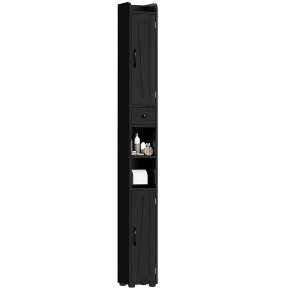 HOMCOM 73" Tall Bathroom Cabinet Narrow Bathroom Storage Cabinet, Black