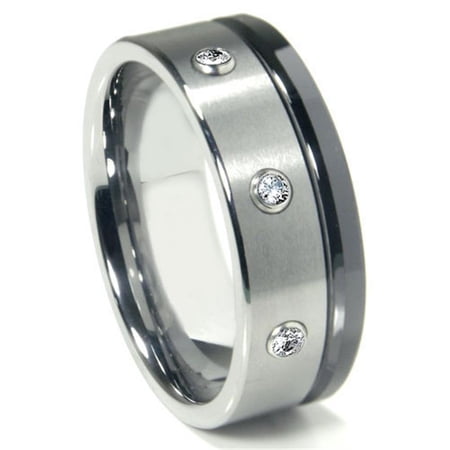 Titanium Kay Tungsten Carbide Diamond Comfort Fit Mens Wedding Band Ring Sz 11.5