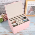 thumbnail image 3 of 4 Layers PU Leather Ear Stud Ring Storage Box Detachable Jewelry Organizer CasePink, 3 of 14