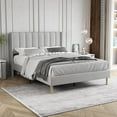 thumbnail image 1 of Upholstered Platform Bed Frame Twin Size with Headboard,Mattress Foundation Strong Wooden Slats Support No Box Spring Needed Easy Assembly Light Grey, 1 of 2