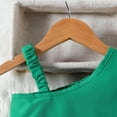 thumbnail image 4 of Okbabeha Kids Girls Ruffle Sleeve Asymmetric One Shoulder Crop Tops and Shorts Skirt Solid Color Summer Outfits Set 18M-6Y, 4 of 7