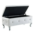 thumbnail image 2 of Storage Ottoman Bench, Upholstered Ottoman With Crystal Button, Rectangular Flip Top Foot Rest End Of Bed Bench For Bedroom Living Room Hallway, 2 of 7