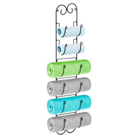 Collection Towel Rack - Best Choice Products Multipurpose Wall Mount Towel, Wine, Hat Rack - Black