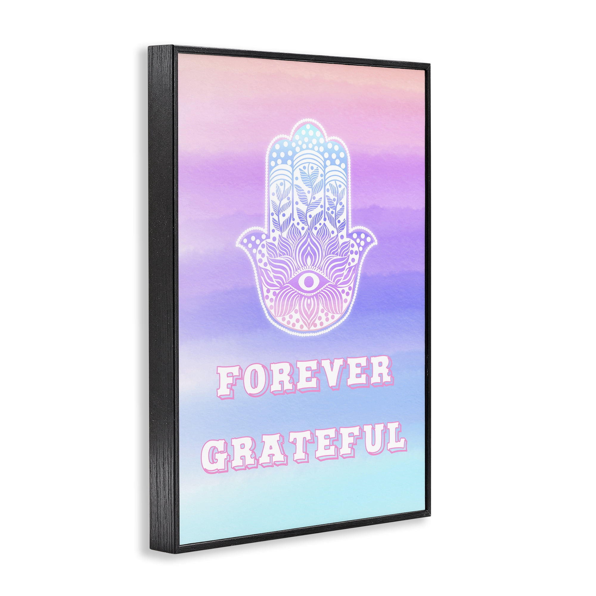 Stupell Industries Forever Grateful Hamsa Black Framed Giclee Art, design by Pooja Dave