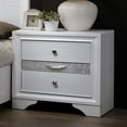 thumbnail image 2 of White 3 Solid Wood Nightstand - Contemporary Style With Hidden Jewelry Storage & Nickel Modern 3 Drawers In With Space Silver Accents, 2 of 2
