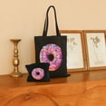 thumbnail image 2 of COMIO 2 Pcs Canvas Tote Bags Cute Aesthetic Tote Bags with Zipper Donut Doughnut Initial Canvas Tote Bag for Women Black, 2 of 8