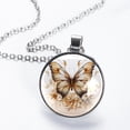 thumbnail image 2 of Butterfly Women's Glass Circular Pendant Necklace, 2 of 5