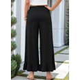 thumbnail image 5 of Womens Wide Leg Pants Drawstring Elastic High Waisted Ruffle Hem Palazzo Pants with Pockets Black L, 5 of 6