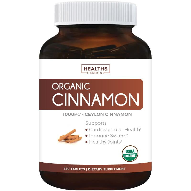 USDA Organic Ceylon Cinnamon 120 Tablets (NonGMO & Vegetarian) Each Made from 500mg Cinnamon