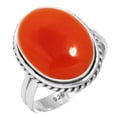 thumbnail image 1 of 925 Sterling Silver Ring For Women Orange Genuine Carnelian Gemstone Silver Ring Size 6.5 August Birthstone Fashion Silver Ring Size 6.5 Valentine's Day Gift For Wife 925 Silver Gemstone Jewelry, 1 of 6