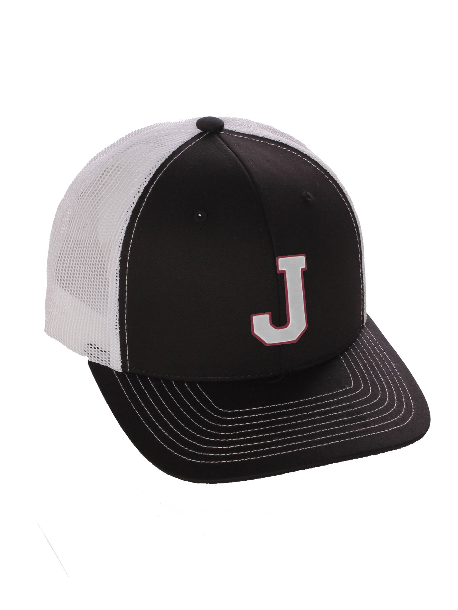 Structured Trucker Mesh Hat Custom Colors Letter J Initial Baseball Mid  Profile