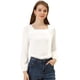 thumbnail image 1 of Blusa informal de manga larga con cuello cuadrado y pliegues en la parte delantera para mujer blanco XL, 1 of 5