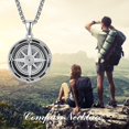 thumbnail image 5 of TANGPOET 925 Sterling Silver Compass Necklace Gifts for Men, Black, 5 of 5
