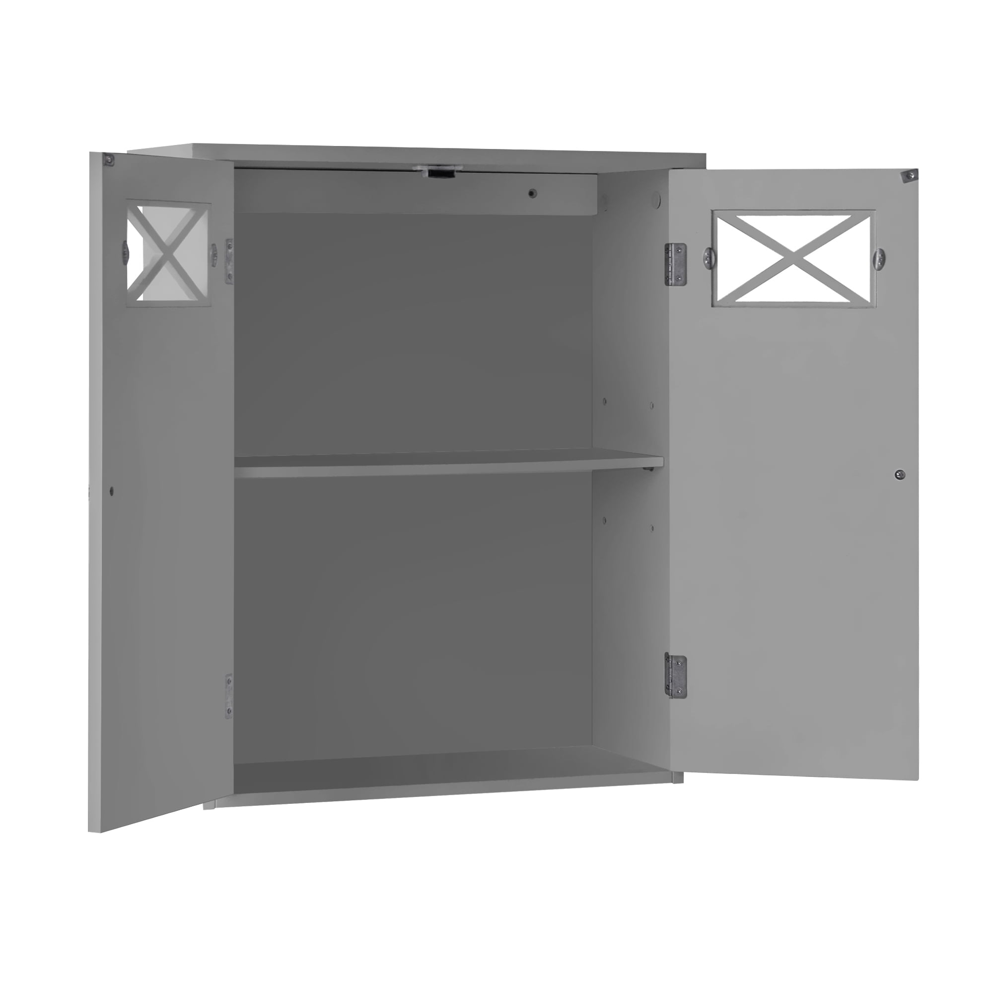 Elegant Home Fashions Dawson Contemporary Wooden Removable Hanging Storage Cabinet with Two Doors for Bathrooms, Vanities, Hallways, Gray, 7" x 20" x 24"