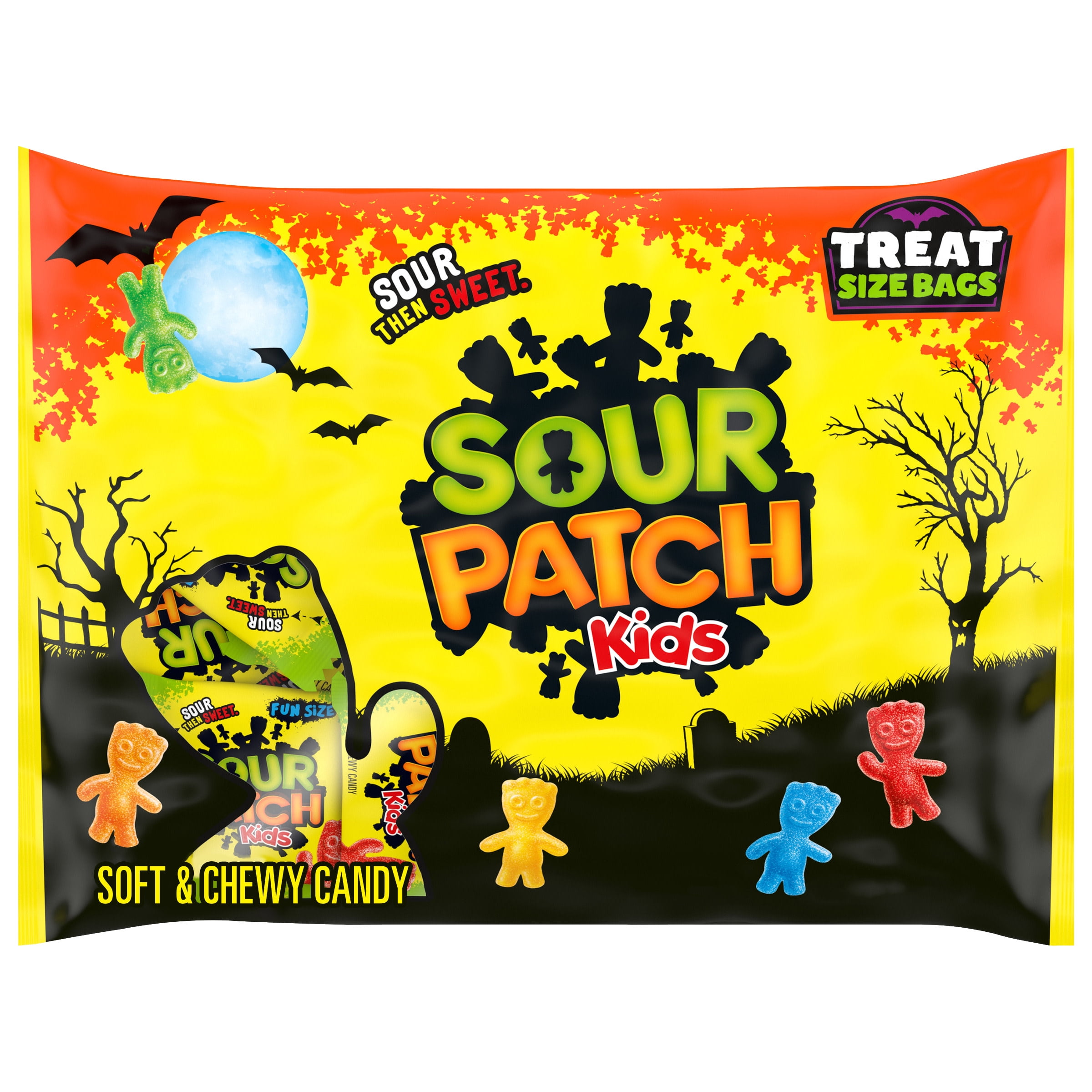 SOUR PATCH KIDS Soft & Chewy Halloween Candy, 10.5 oz Bag (24 Total Trick or Treat Bags)