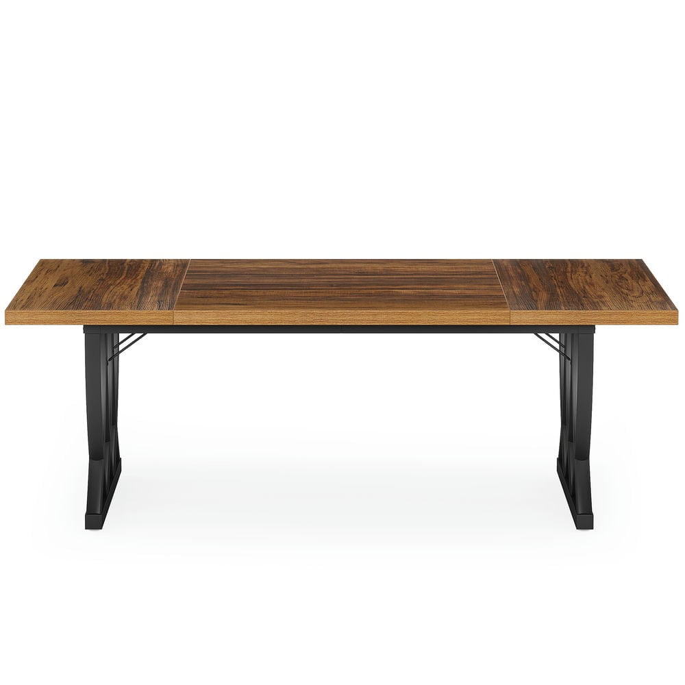 Resenkos Study Writing Desk, Computer Desk,70.8" Executive Desk, Retro Office Desk Computer Desk,Brown & Black