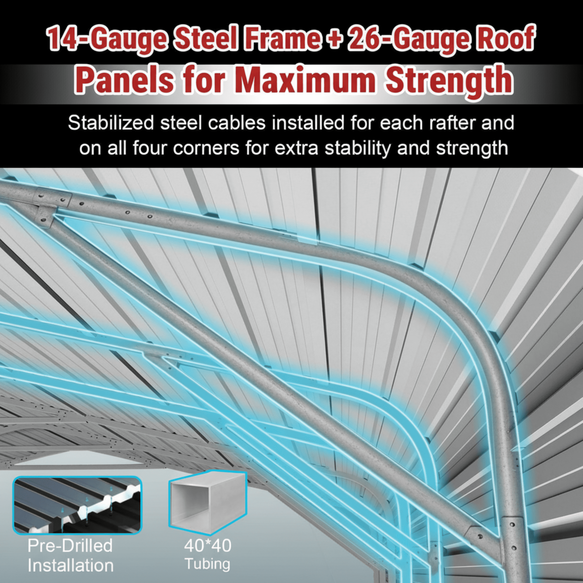 DuraYu 20x30 ft Enclosed Metal Garage for Vehicles, Heavy-Duty Steel Carport with Side Panels, Cream