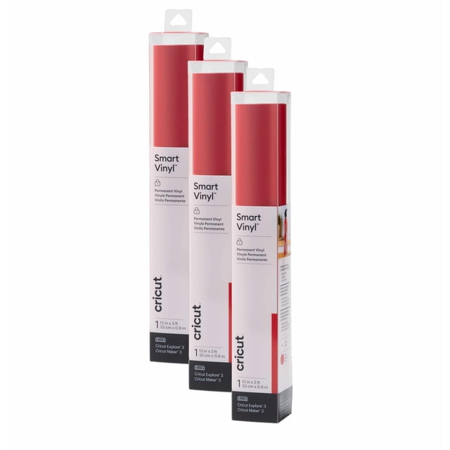 Vinilo Permanente Inteligente Cricut Rojo Paquete de 3 Rollos de 3 pies (13x36)