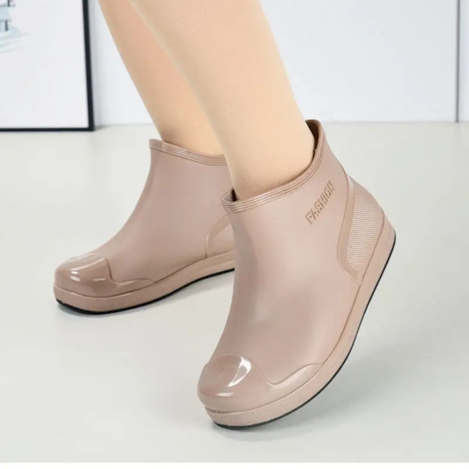 YLYL Women's Fashion Rain Boots Low Cut Short Tube Water Shoes with Non Slip Soles Warm Water Proof Rubber Boots