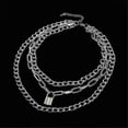 thumbnail image 2 of Collar de cadena en capas Yashi Estilo grunge con candado plateado 20, 2 of 5