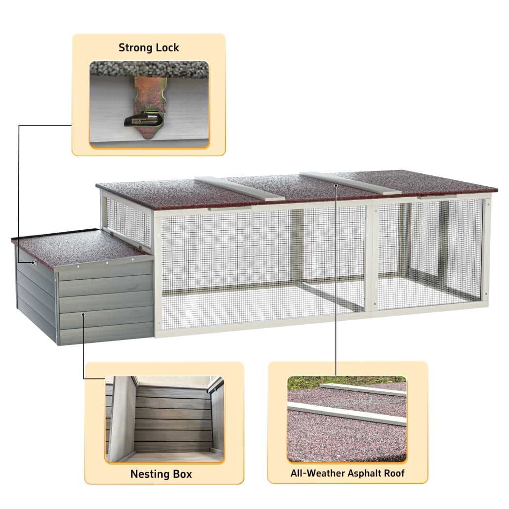 85" Large Chicken Coop with Run, Wooden Hen House with Nesting Box and Secure Lock, Outdoor Rabbit Hutch Poultry Cage with Waterproof Asphalt Roof for Backyard, Farm