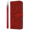 thumbnail image 2 of Feishell Tree Embossed Pattern PU Leather Phone Case for Samsung Galaxy A14 5G 6.6 inch,Shockproof Magnetic Clasp Flip Kickstand Credit Card Slots Wallet Phone Case with Wrist Strap,Red, 2 of 9