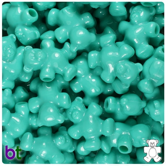 BeadTin Light Turquoise Opaque 25mm Teddy Bear Pony Beads (24pcs)