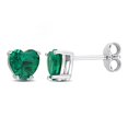 thumbnail image 1 of 1.50 Carat (ctw) Lab-Created Emerald Heart Stud Earrings in Sterling Silver, 1 of 4