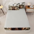 thumbnail image 4 of Erosebridal Rustic Vintage Highland Cow Pattern Zipper Twin Comforter Sets with Fitted Sheet and 2 Pillowcases,Farm Windmill Print Zipper Bedding Set,Sepia Beige,Grey Reversible, 4 of 6