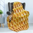 thumbnail image 4 of Honeycomb Soft Flannel Fleece Blanket, Working Bee on Honeycomb Cells Nature Photography Idyllic Scene Composition, Cozy Plush for Indoor and Outdoor Use, 60" x 80", Black and Yellow, by Ambesonne, 4 of 5