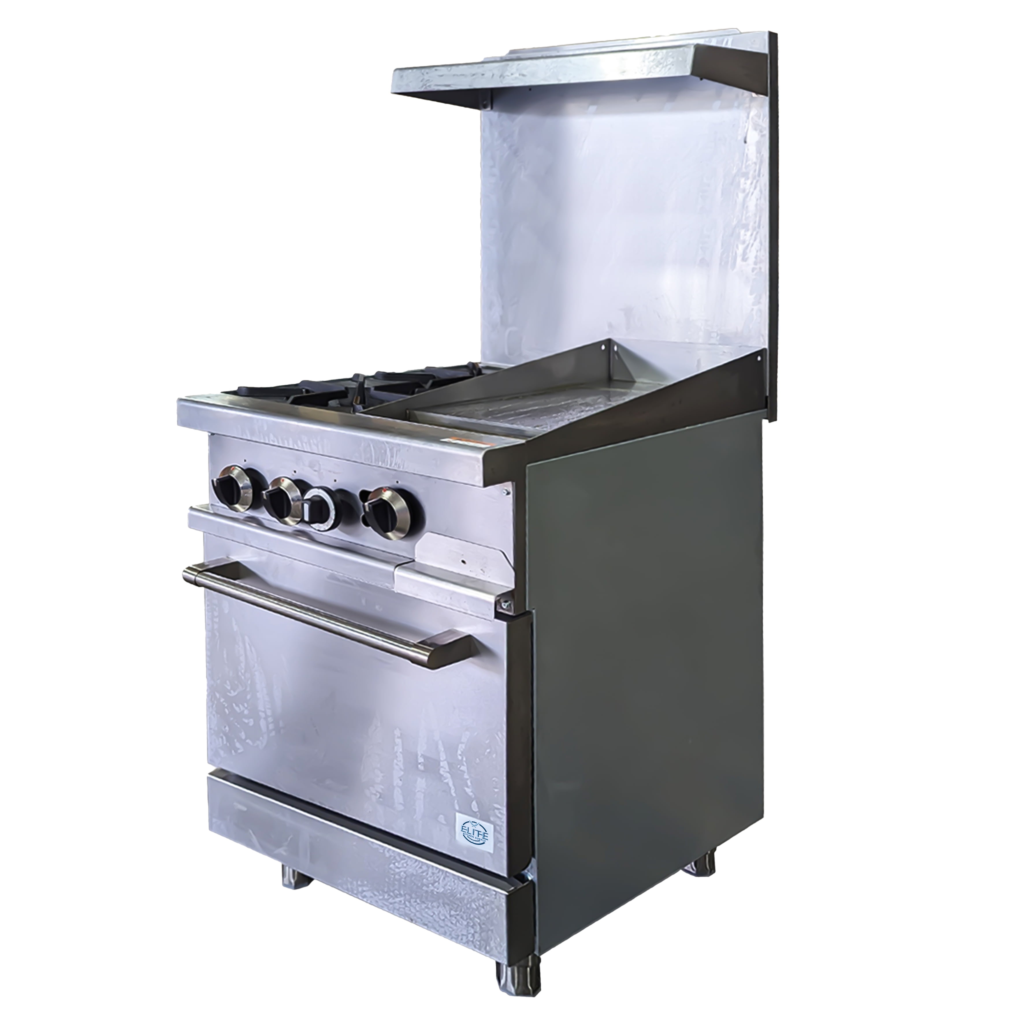24 in. Oven Range 2 Burner Hot Plate Stove with Flat Griddle Commercial Oven Range NSF ETL