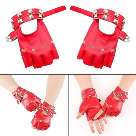 

Gothic Punk PU Leather Gloves Half Finger Fingerless For Driving Outdoor Men