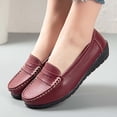 thumbnail image 5 of Miluxas Women's Business Loafers Work Casual Flats Shoes Lightweight Penny Leather Slip On Walking Shoes Wine 7.5(40), 5 of 6